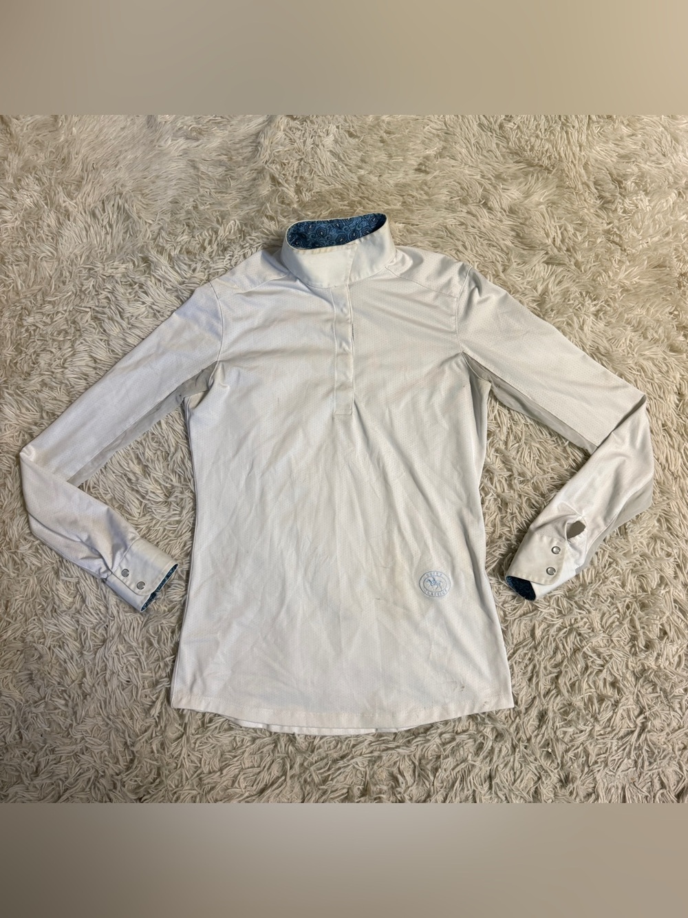 Women’s Small White Essex Classics Long Sleeve Horseback Riding Show Shirt